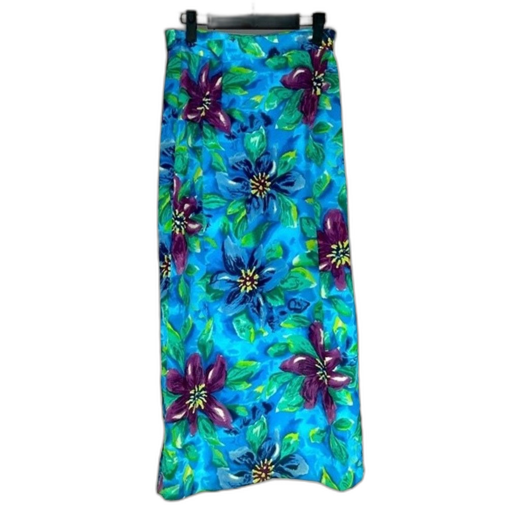 Vintage Michael Mims Kathy Cole Tropical Floral Maxi Skirt Size Small